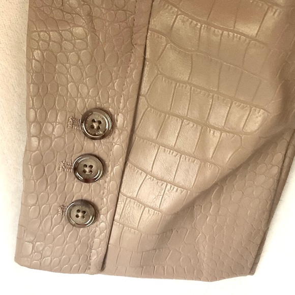 NWT Vince Camuto Faux Leather Trench Coat Tan Croc Embossed  Maxi Jacket Size XL - Picture 5 of 14